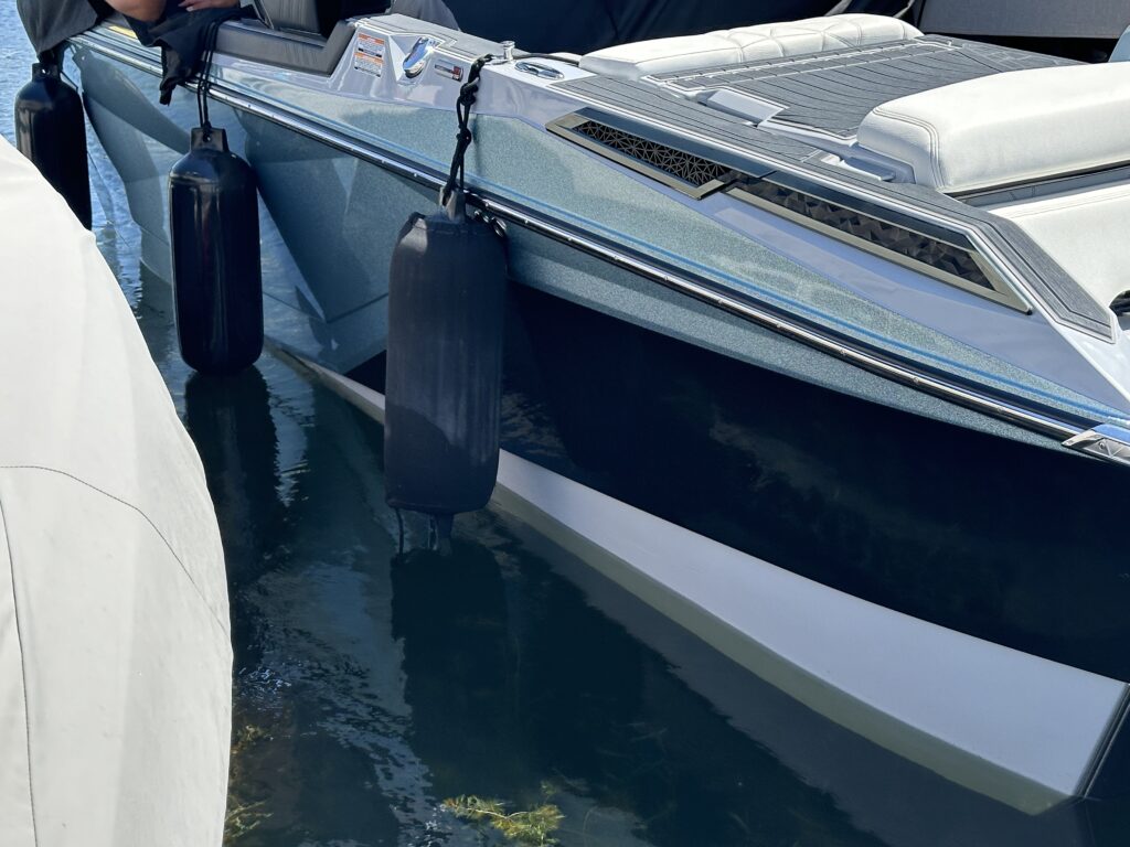 Boat detailing on the water at a marine in vernon